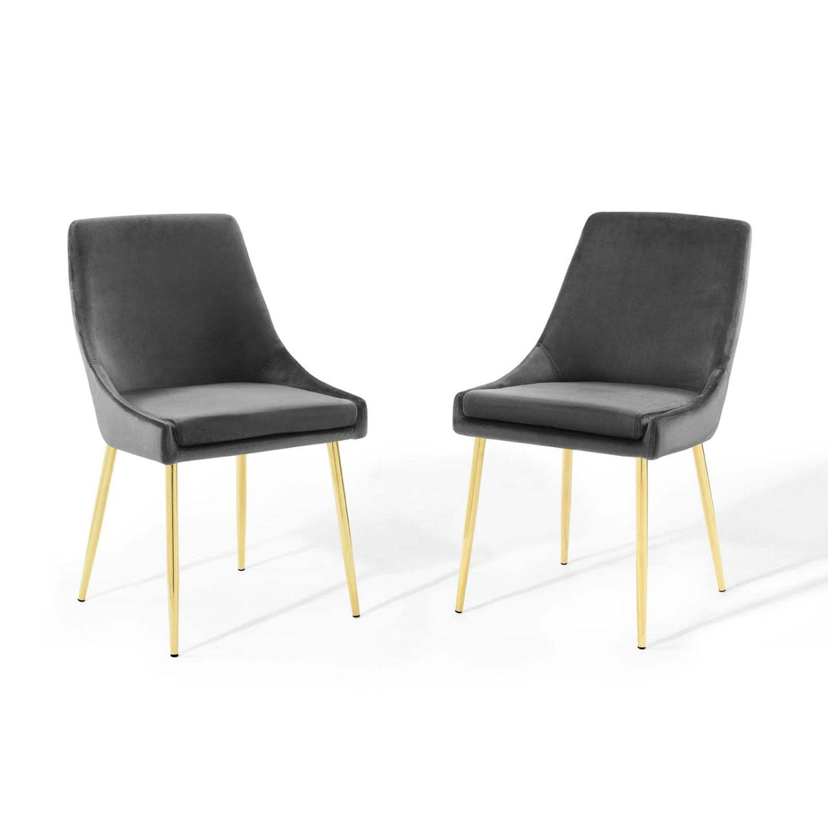 Modway Viscount Performance Velvet Dining Chairs - Set Of 2, Gold Charcoal