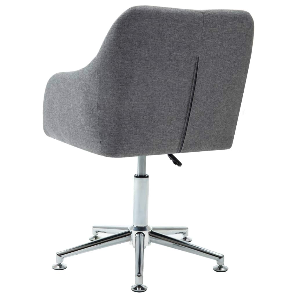 vidaXL Adjustable Swivel Office Chair with Gas Lift System, Ergonomic Design, Durable Wooden Frame and Steel Legs, Light Gray Fabric Upholstery