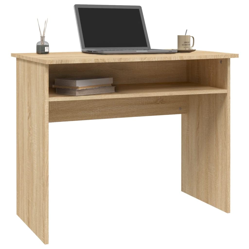 vidaXL Desk Computer Desk Home Office Desk Shelf Sonoma Oak Engineered Wood
