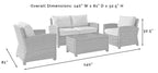 Crosley Furniture Bradenton 4-Piece Outdoor Loveseat Patio Furniture Set, Wicker Conversation Sets for Porch, Brown with Sangria Cushions