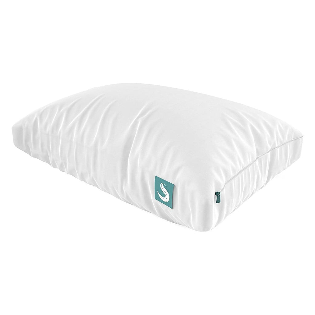 Sleepgram Bed Support Adjustable Hypoallergenic Cool Sleeping Loft Soft Pillow With Removeable Microfiber Cover, Queen Size, Whi