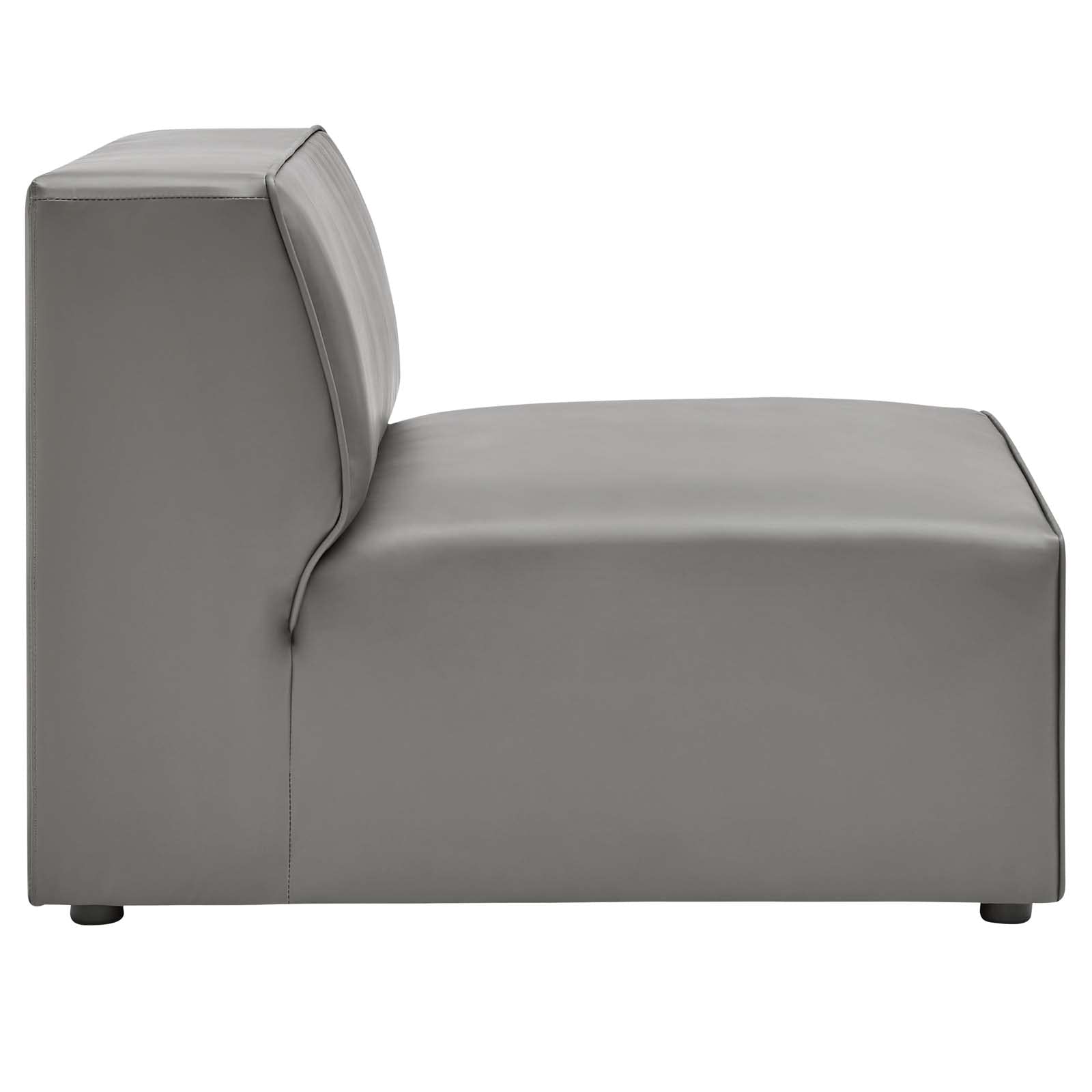 Modway Mingle Vegan Leather Sectional Sofa Armless Chair in Gray
