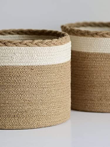 An Enterprises Quality Jute Planter Pots/Storage Basket with handle,MultiPurpose use for Bathroom Living Room (8 Inches & 10 IN