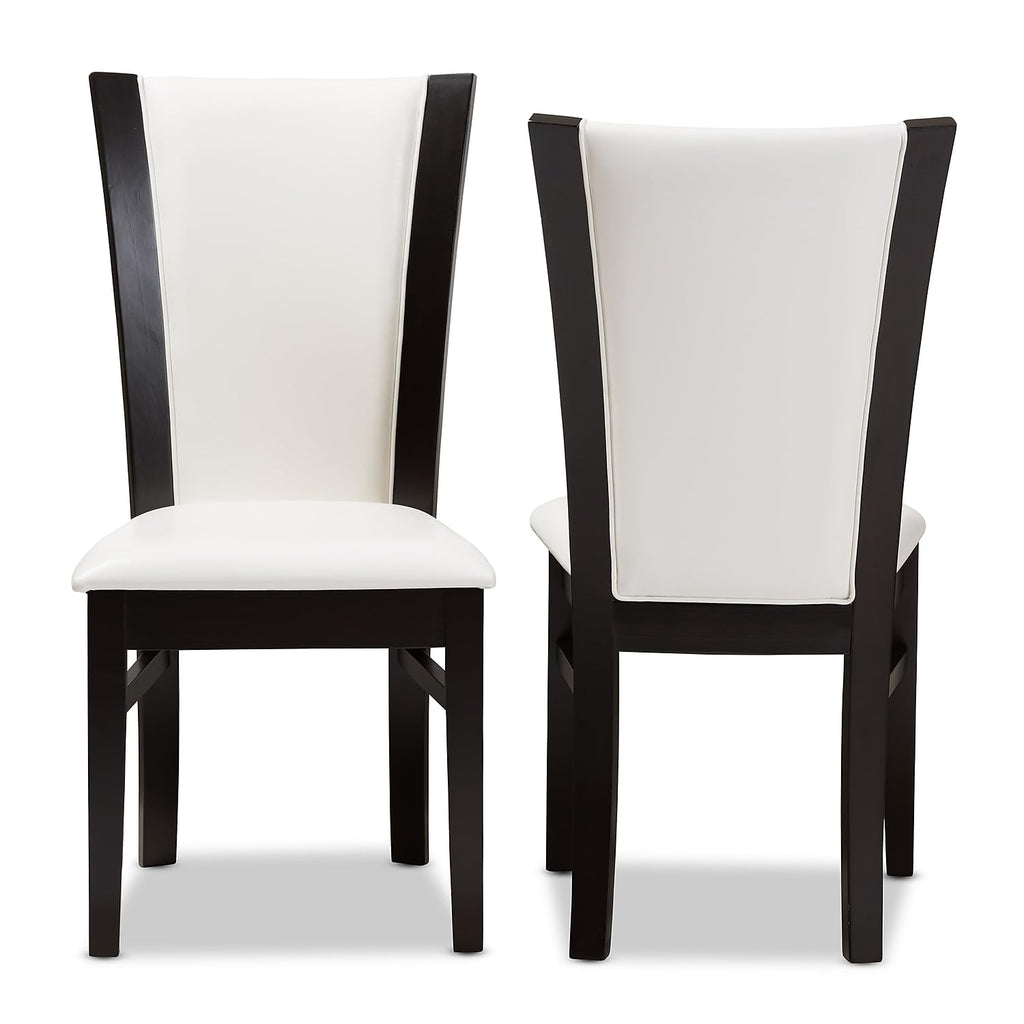 Baxton Studio Adley Contemporary Faux Leather Dining Chair, White and Dark Brown, 2/Pack (142-2P-8034-HiT)