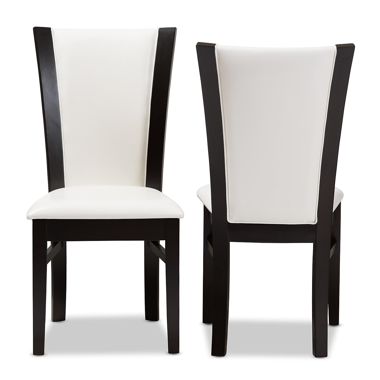 Baxton Studio Adley Contemporary Faux Leather Dining Chair, White and Dark Brown, 2/Pack (142-2P-8034-HiT)