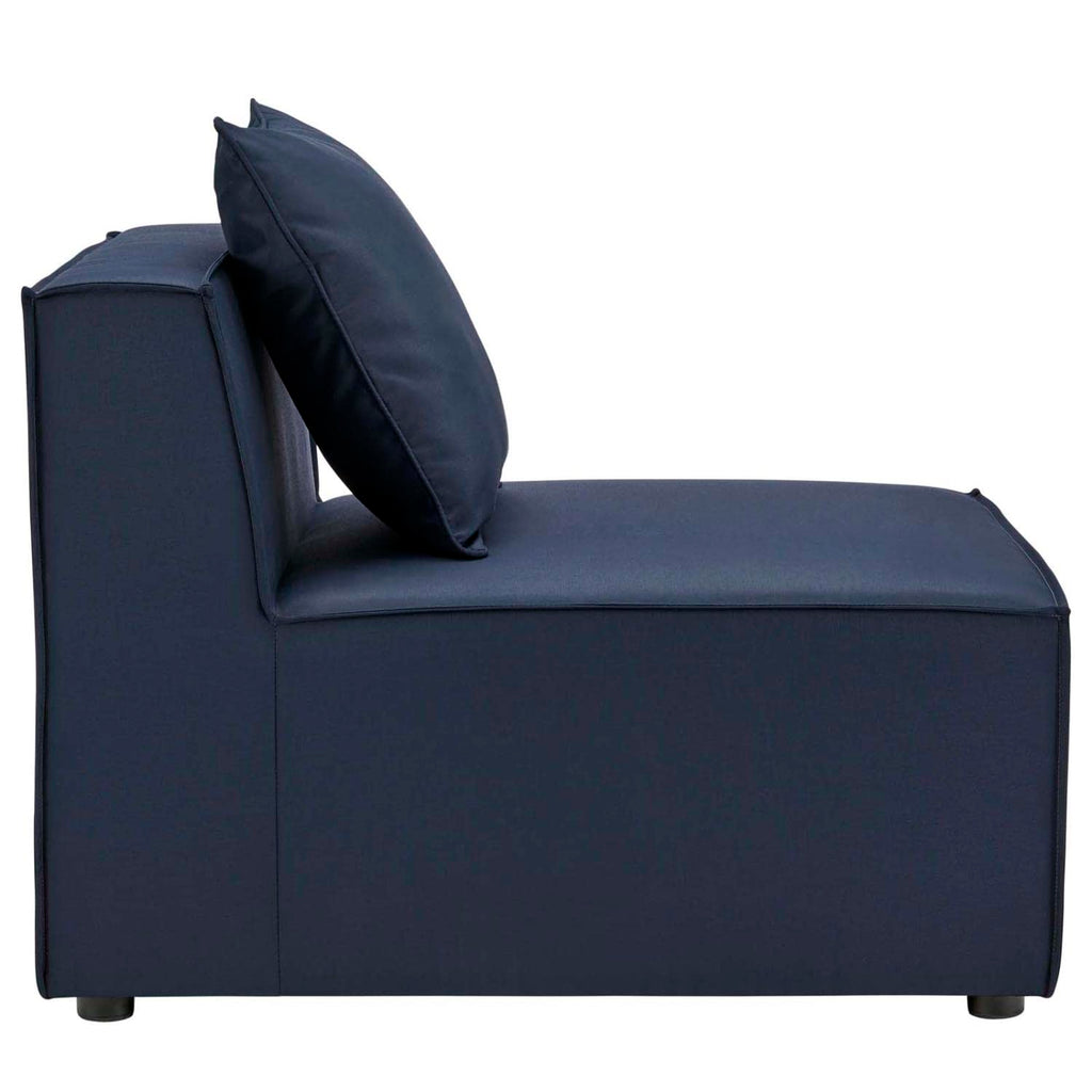 Modway Eei-4209-Nav Saybrook Outdoor Patio Upholstered Sectional Armless Chair, Navy Blue