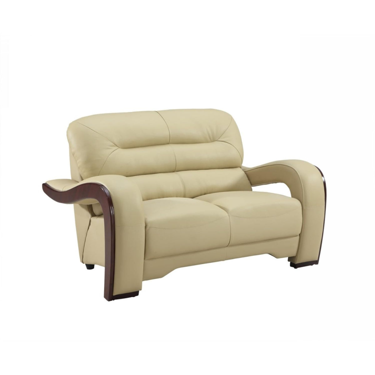 HomeRoots 36' Glamorous Beige Leather Loveseat