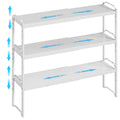 3 Pack Kitchen Cabinet Organizer Shelf, Stackable Expandable Shelves Organizers for Kitchen Cabinet Countertop Storage, Adjustab