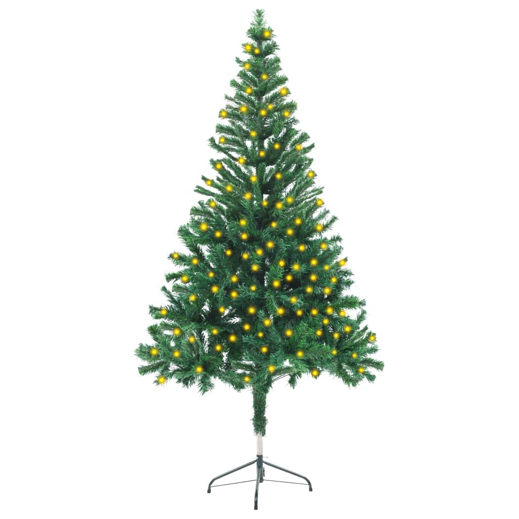 vidaXL Artificial Christmas Tree with LEDs&Stand 380 Branches Accessory Ornament Festival Holiday Home Artificial Tree Xmas Decoration