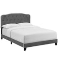 CasaFoyer Amelia Performance Velvet Queen Bed | Luxurious Design | Stain-Resistant | Button-Tufted Headboard | Solid Wood Construction | Non-Marking Legs | Maximum Stability | Elegant Curves | Opulent Appearance | Gray