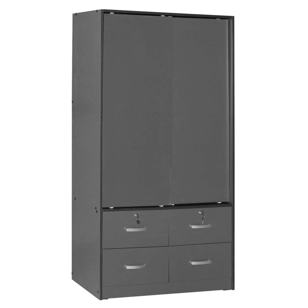 Better Home Products Sarah Modern Wood Double Sliding Door Armoire In Dark Gray