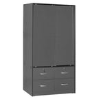 Better Home Products Sarah Modern Wood Double Sliding Door Armoire In Dark Gray