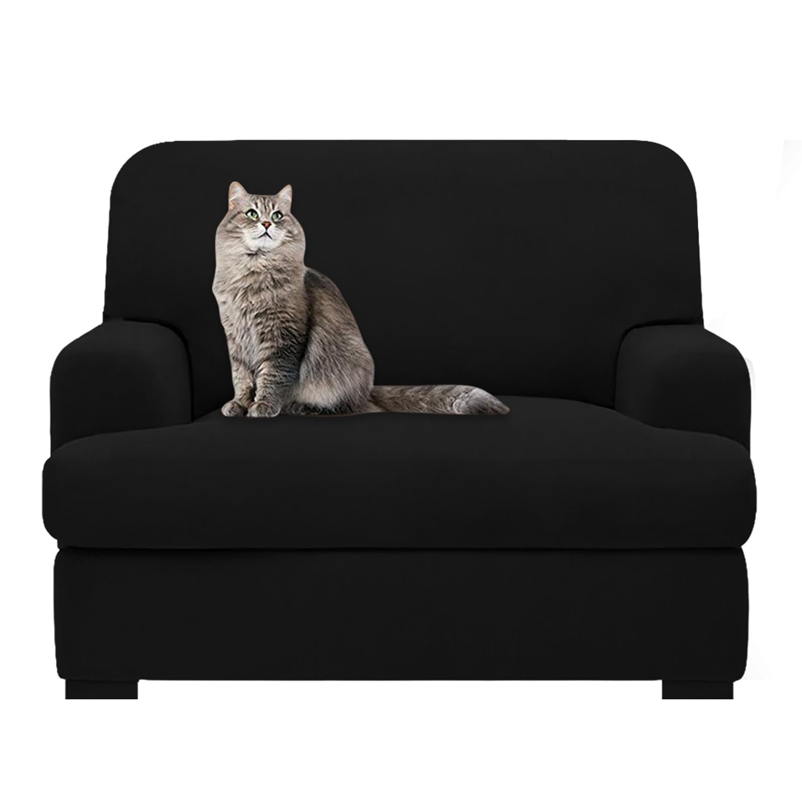 Molasofa T Cushion Chair Slipcover With 1 Individual T Cushion Shape Seat Cover For Home Décor, 2 Pieces Stretchable, Washable, Non-Pilling, Non-Slip Chair Cover (Oversized Armchair,Black)