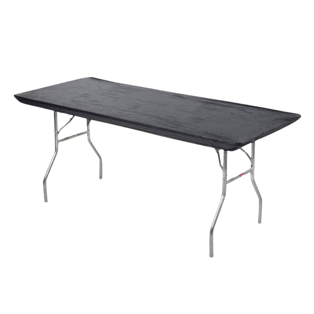 Kwik-Covers 6' Rectangular Plastic Table Covers 30' X 72' (6 Feet), Bundle Of 10 - Indoor Or Outdoor Fitted Table Covers For Banquet Tables (Black)