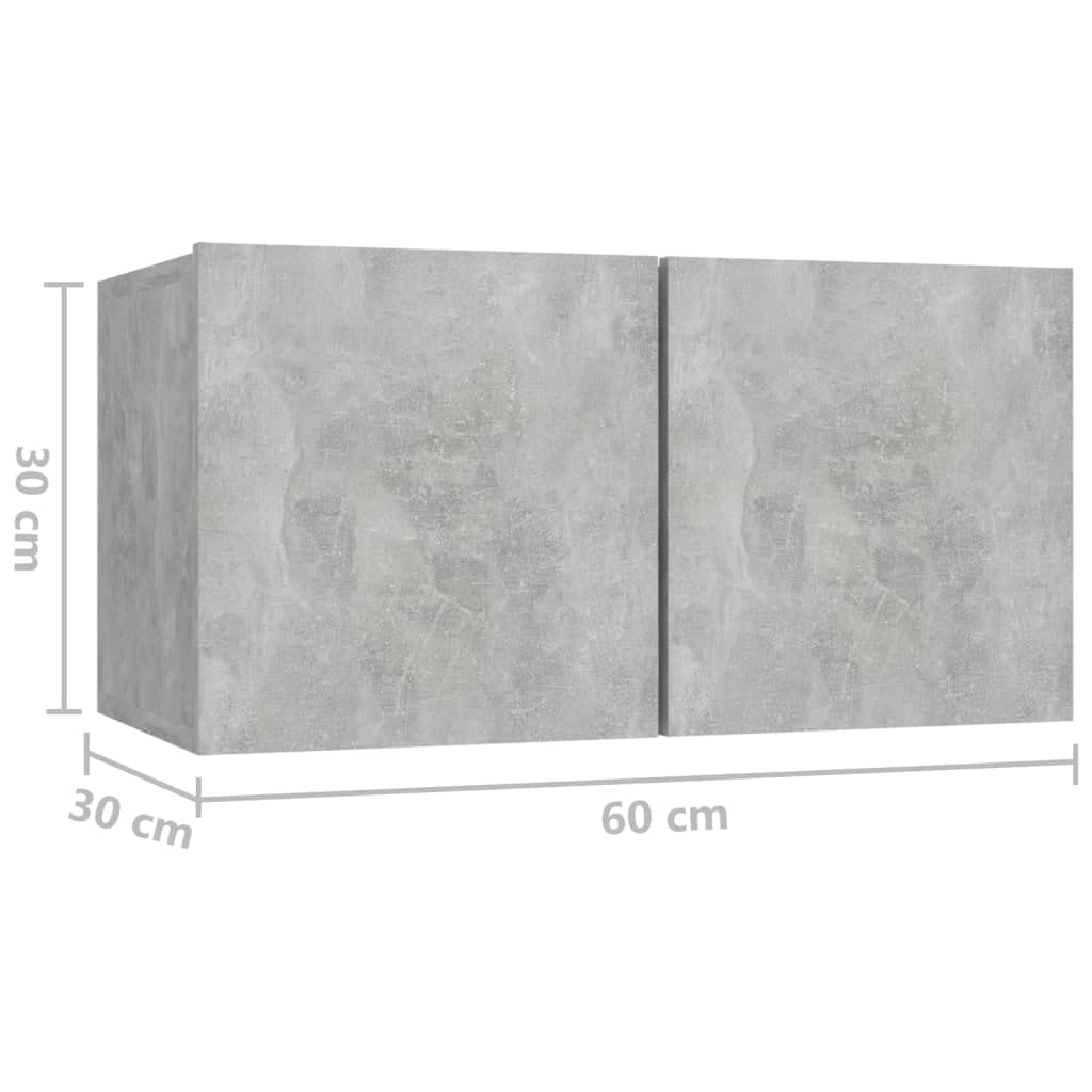 vidaXL TV Cabinet Set 8 Piece Home Indoor Hanging Wall-Mounted Stereo Plasma HiFi Cabinet TV Stand Unit Furniture Concrete Gray Engineered Wood