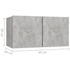 vidaXL TV Cabinet Set 8 Piece Home Indoor Hanging Wall-Mounted Stereo Plasma HiFi Cabinet TV Stand Unit Furniture Concrete Gray Engineered Wood