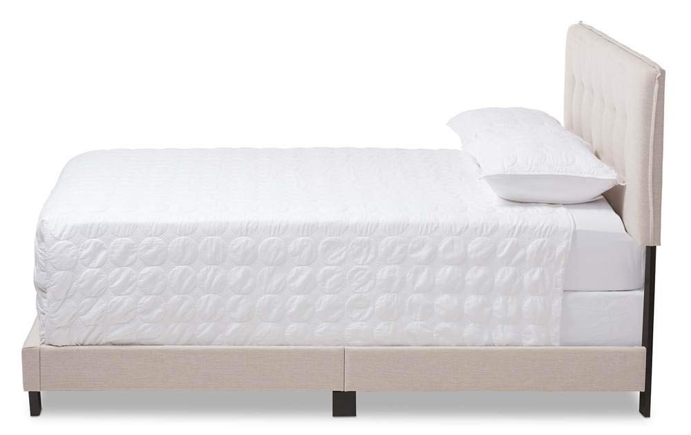 Baxton Studio Audrey Modern and Contemporary Light Beige Fabric Upholstered King Size Bed