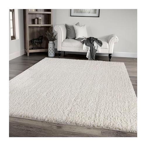 Cotton Tail Solid Plush Rug - 5'3&quot; X 7'6&quot; White, Durable, Stain-Resistant, Easy-To-Clean, Soft And Cozy Area Rug For Living Room, Dining Room, Bedroom, And Indoor Home Decor