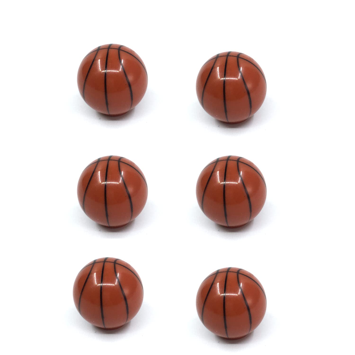 ZTie Set of 6 Basketball Cabinet Drawer Door Knobs Handles Child Dresser Drawer Pulls Desk Handles Sports Nursery Home Bedroom D