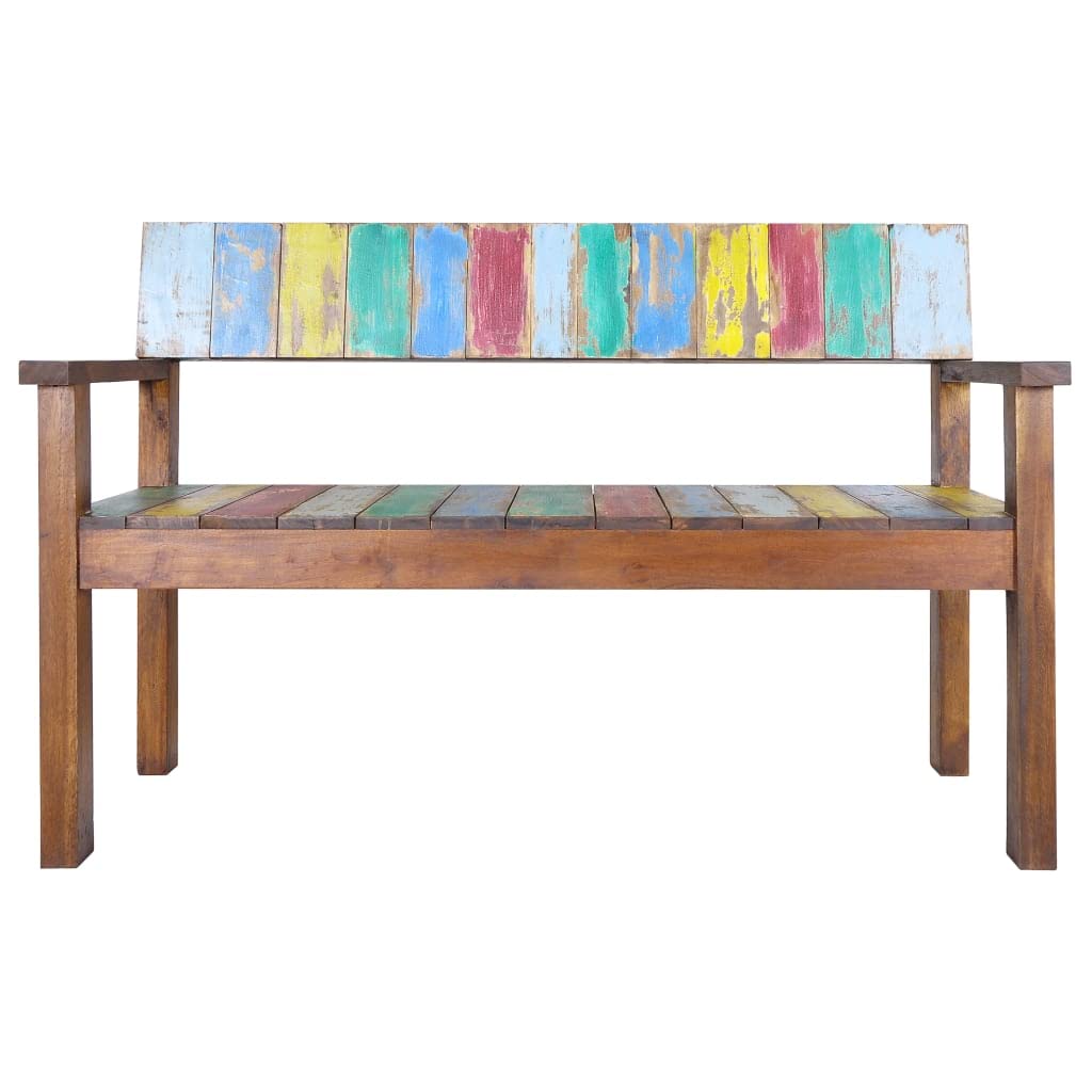 vidaXL Handmade Vintage-Style Bench in Solid Reclaimed Wood - Multicolor, Ideal for Living Room or Patio