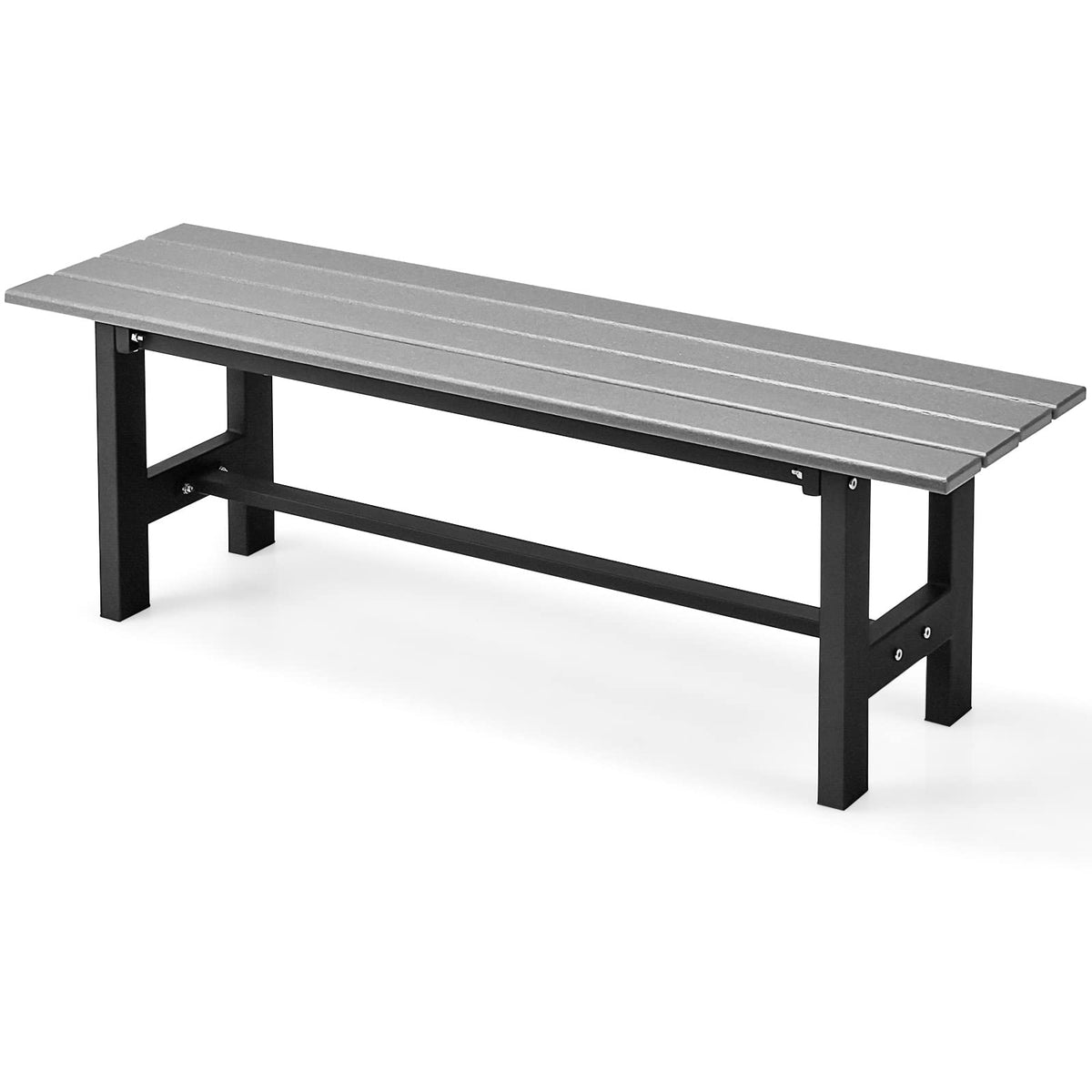 Giantex 2-Person Outdoor Bench Seat - Backless Patio Garden Bench, 47” Weatherproof Outside Chair With Slatted Seat, Metal Frame, 660 Lbs Capacity, Dining Bench Chair For Yard, Park, Balcony, Gray