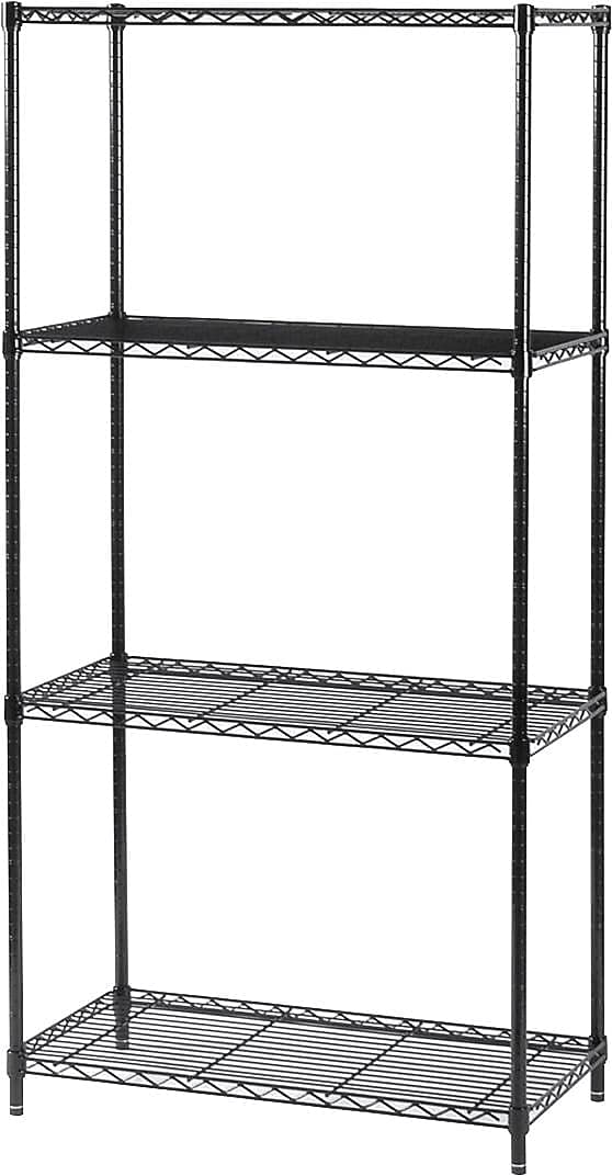Safco 5276Bl Commercial Wire Shelving Four-Shelf 36W X 18D X 72H Black