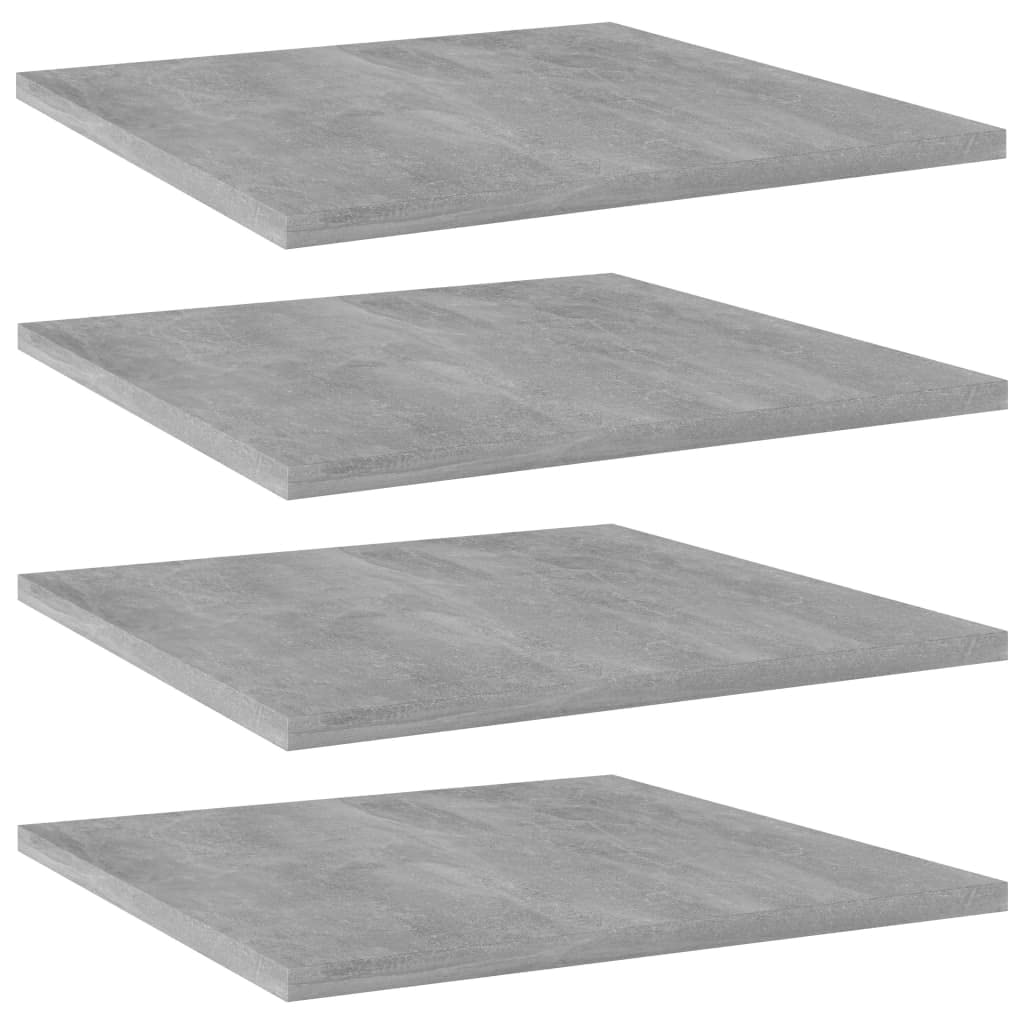 vidaXL Durable Concrete Gray Bookshelf Boards, Engineered Wood - Set of 4 for Additional Storage and Modern Home Decor