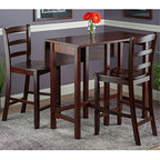 Ergode Obsidian 3-Piece Counter Table Set | Sleek Design | Black Veneer Top | Easy Assembly | 2 Black Square-Leg Stools | (94334-VV)