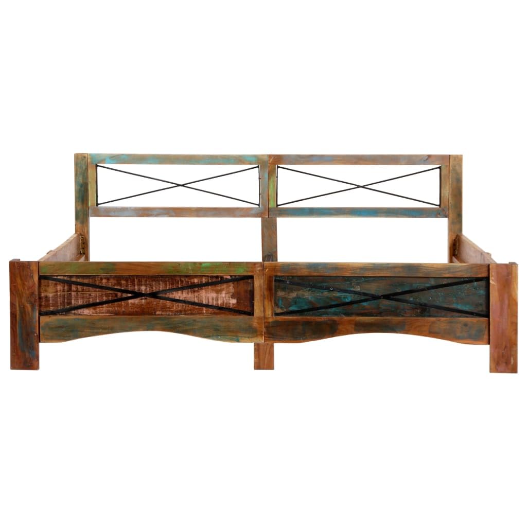 vidaXL Antique Bed Frame Made of Solid Reclaimed Wood - Vintage Charm with Durable Construction - Available in Multicolours - 70.9"x78.7"