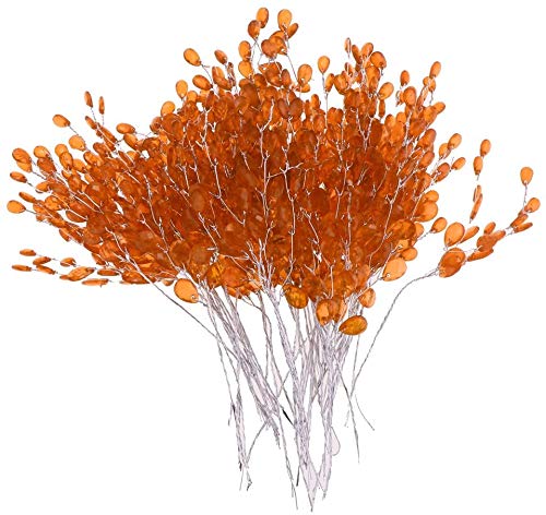 Taotenish 50pcs Artificial Flower Stem with Crystal Acrylic Beads Water Drop Diamante Flower Branches for Home Wedding Decor - O