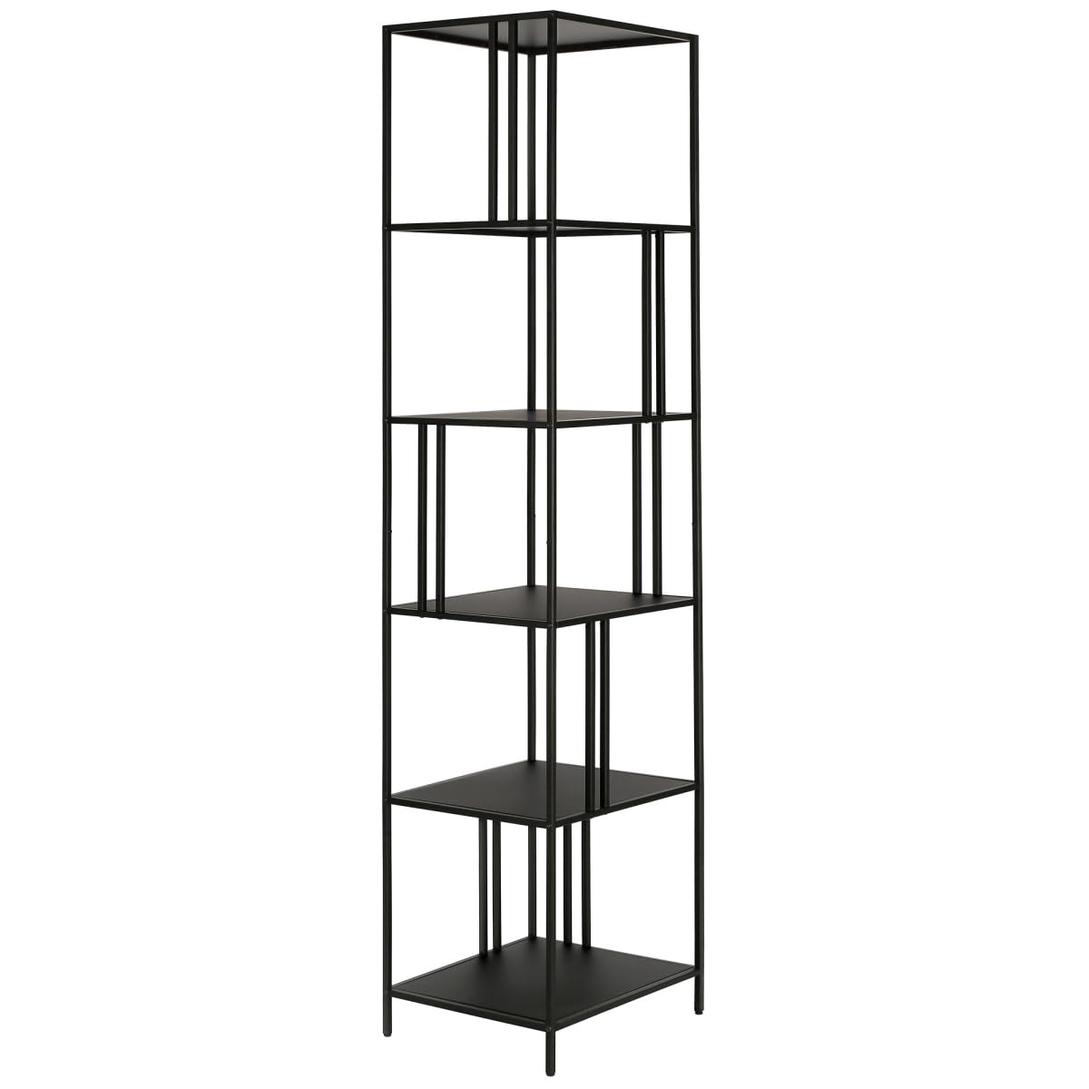 HomeRoots 527563 76 in. Metal Five Tier Etagere Bookcase Black