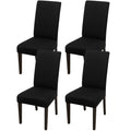 Jqinhome Pattern Chair Covers For Dining Room Set Of 4, High Stretch Removable Washable Parsons Chair Slipcover For Home Party Hotel Wedding Ceremony (Flourish Black,4Pcs)