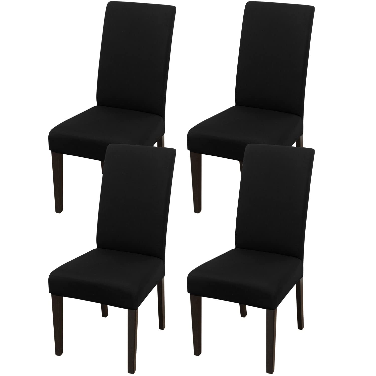 Jqinhome Pattern Chair Covers For Dining Room Set Of 4, High Stretch Removable Washable Parsons Chair Slipcover For Home Party Hotel Wedding Ceremony (Flourish Black,4Pcs)