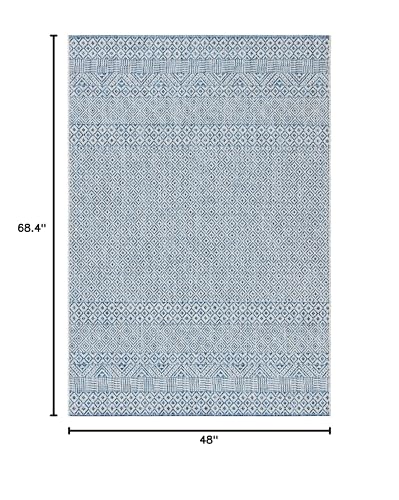Safavieh Courtyard Collection 4' X 5'7' Grey/Blue Cy8235 Indoor/ Outdoor Waterproof Easy Cleaning Patio Backyard Mudroom Accent Rug