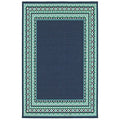 HomeRoots Polypropylene 9’x13’ Navy and Green Geometric Indoor Outdoor Area Rug