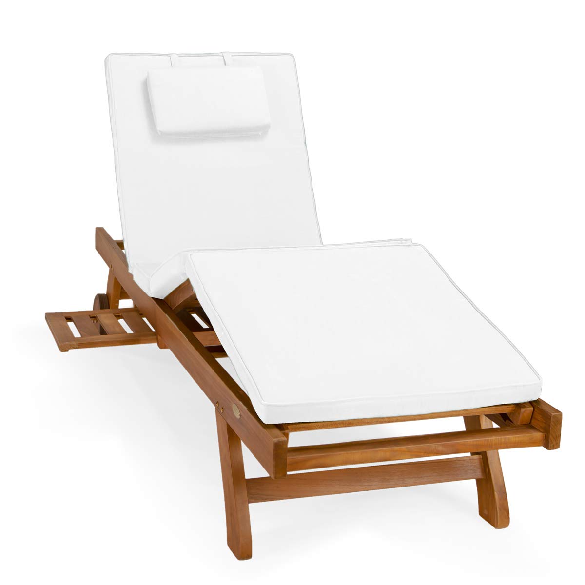 All Things Cedar TL78-W Teak Chaise Lounge Chair - Thumbnail 3