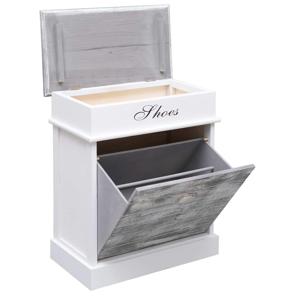 vidaXL Shoe Cabinet, Shoe Organizer with Flip Drawer, Hall Cabinet, Hidden Shoe Storage for Entryway Hallway Bedroom Dorm Room, Gray Solid Wood