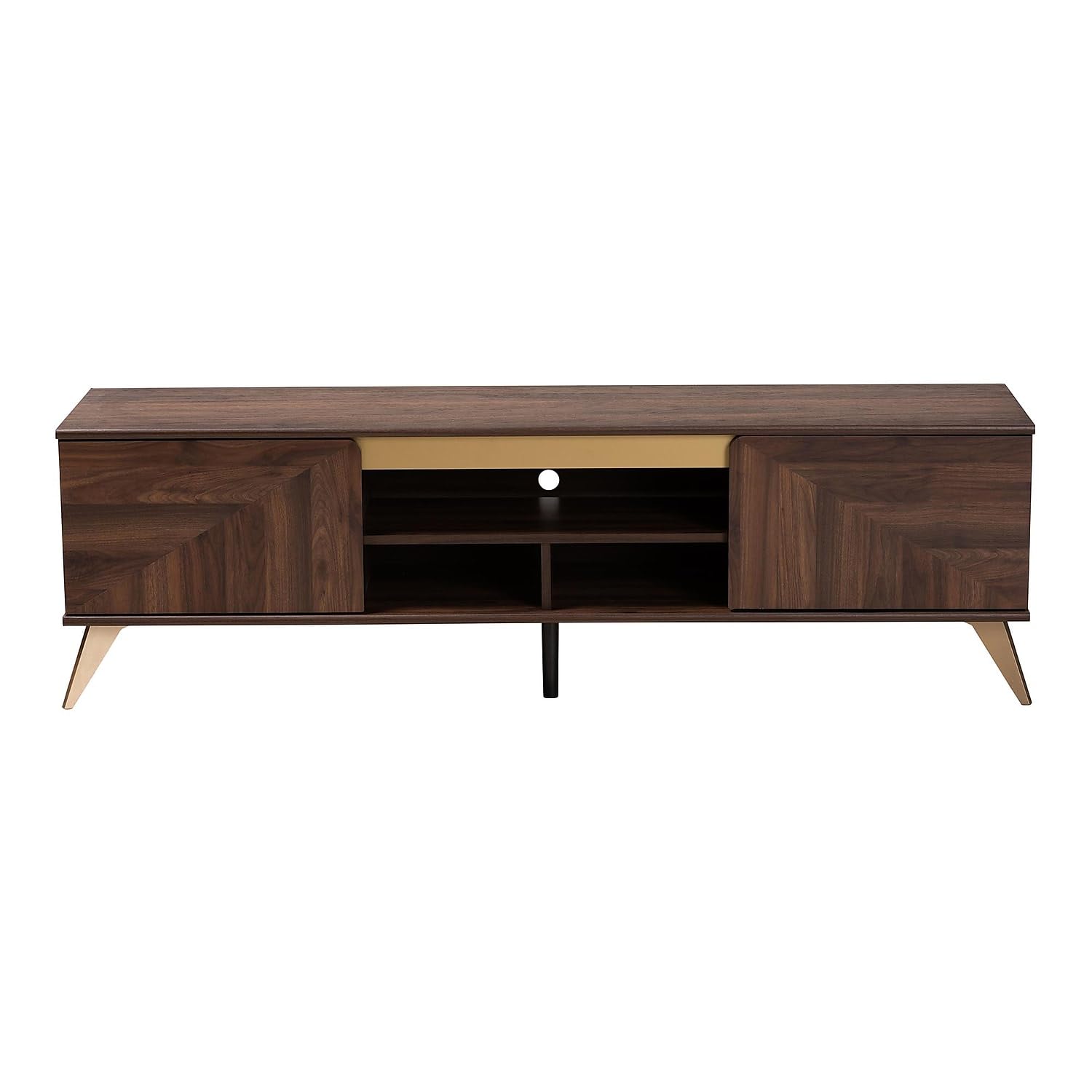 Baxton Studio Graceland Mid-Century Modern Transitional Walnut Brown Finished Wood 2-Door TV Stand