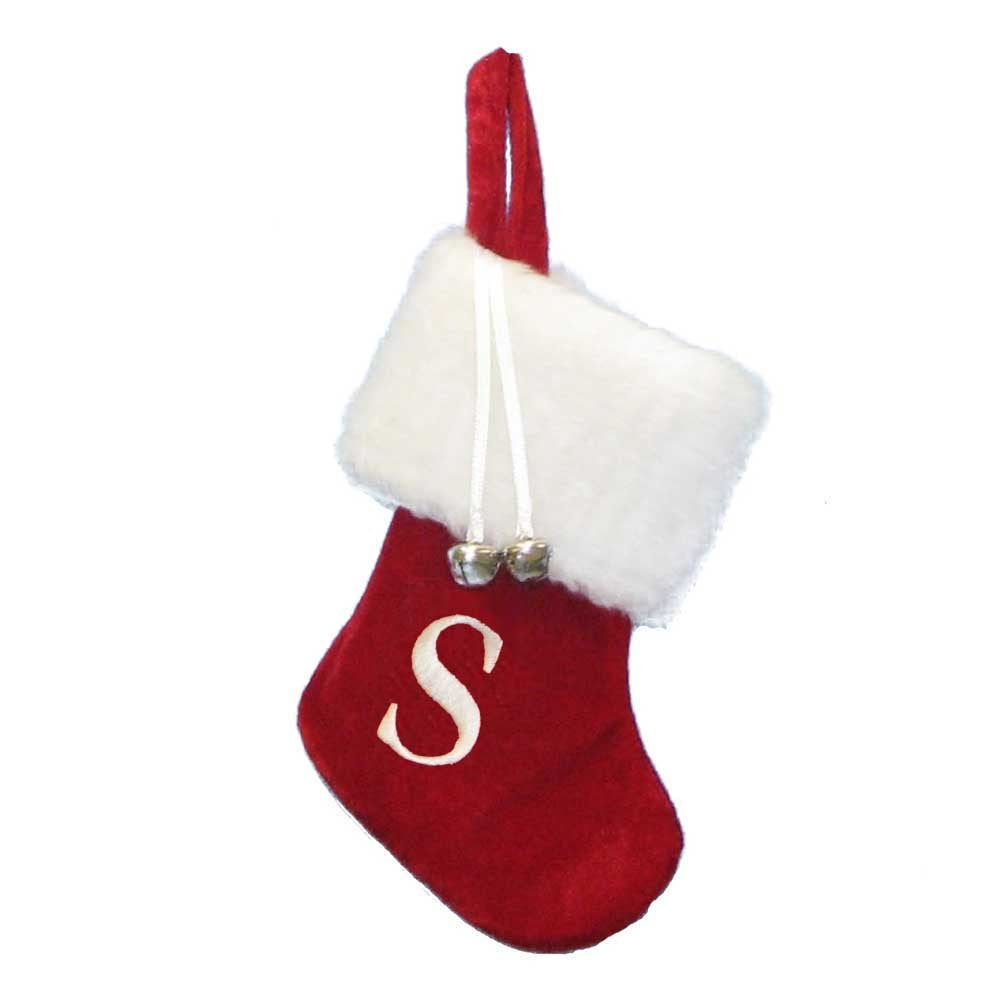 Kurt Adler 7 Red/White Monogram S Mini Stocking