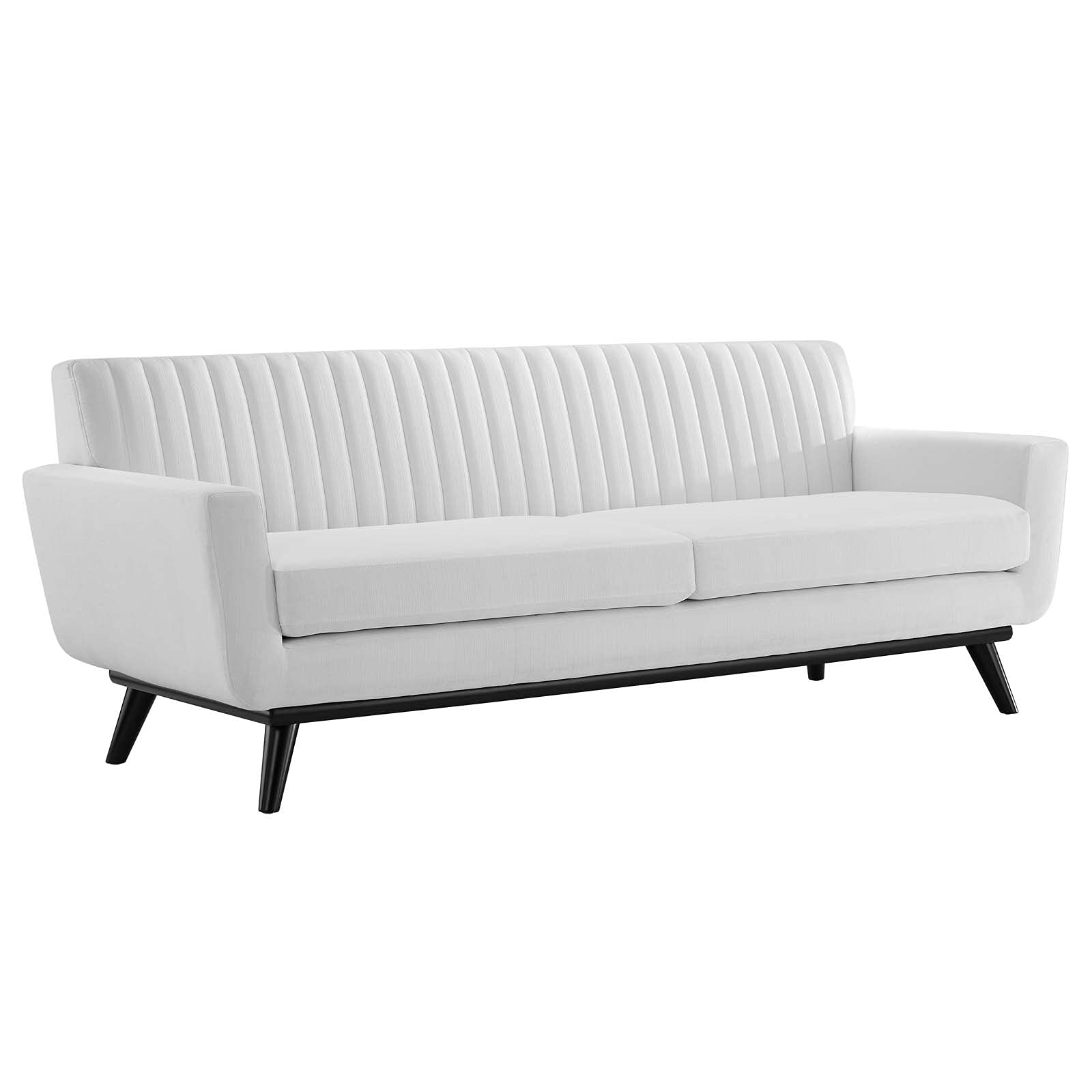 Modway Engage Channel Tufted Fabric Sofa in White