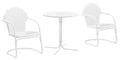 Crosley Furniture Tulip 3-Piece Outdoor Bistro Set, Retro Metal Patio Table and Chairs for Dining, Porch, White Satin