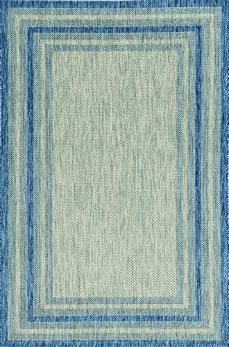 HomeRoots UV-Treated Polypropelene 2'7' x 3'11' UV-Treated Polypropylene Grey/Denim Area Rug