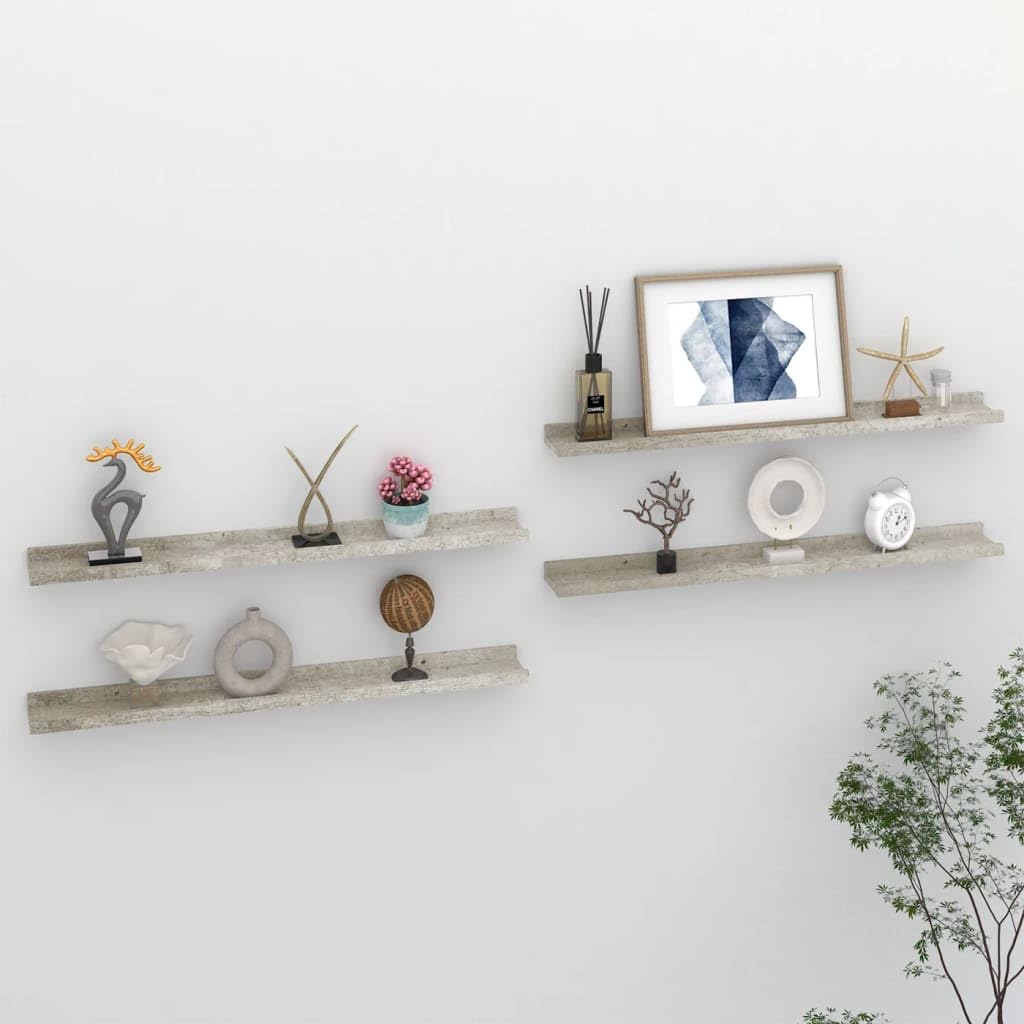 vidaXL Wall Shelves 4 pcs Concrete Gray 31.5x3.5x1.2
