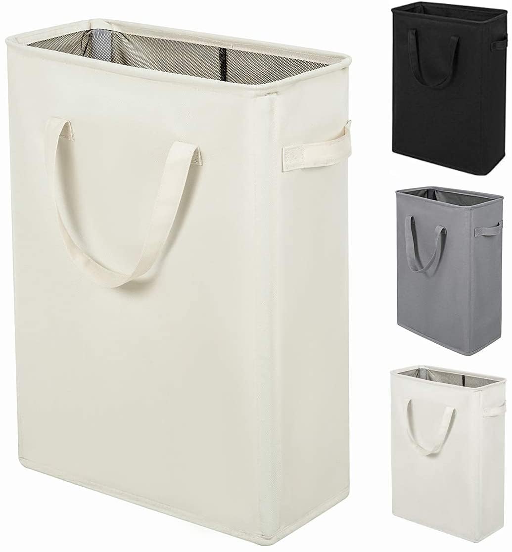 ZERO JET LAG Slim Laundry Hamper With Handles Collapsible Small Laundry Basket Thin Dirty Clothes Basket Narrow Laundry Bag Fold