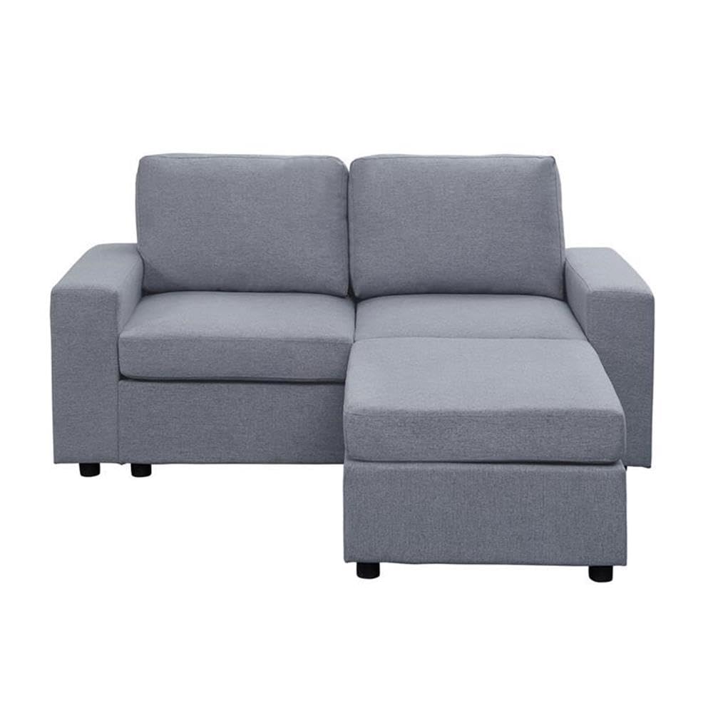 Lilola Home Shiloh Light Gray Linen Reversible Loveseat Chaise