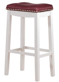Angel Line Cambridge bar stools, 29 Set of 1, White with Dark Red Cushion