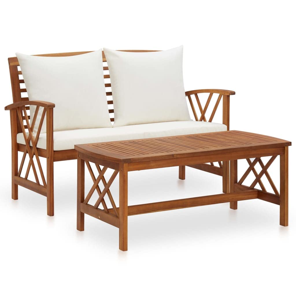 vidaXL 2-Piece Solid Acacia Wood Patio Lounge Chair Set with Table - Thumbnail 3