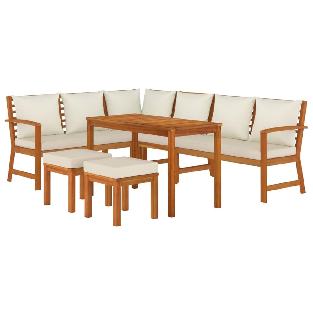 vidaXL 7 Piece Patio Dining Set with Cushions Solid Wood Acacia
