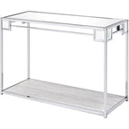 Acme Asbury Mirrored Top Metal Frame Console Table in Mirrored and Chrome