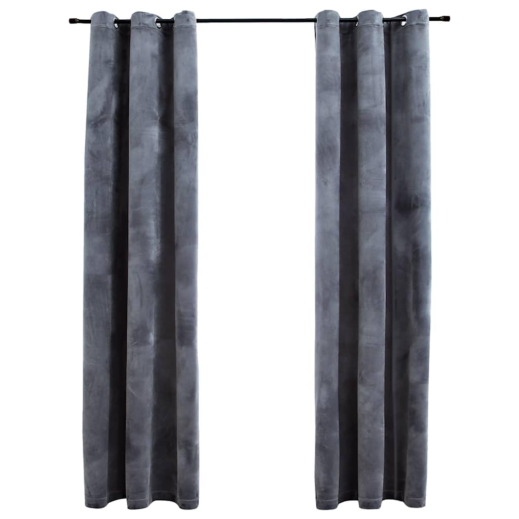 vidaXL Velvet Blackout Curtains with Rings - Set of 2, Anthracite - Perfect for Living Room and Bedroom, Easy to Install, Machine Washable, Provides Privacy and Light Control, Size 37&quot;x63&quot;